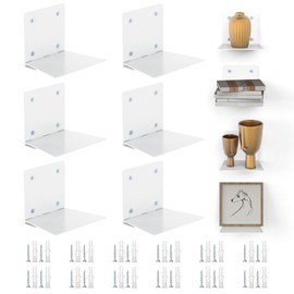 Eapele Invisible Floating Bookshelf, Heavy-Duty Hanging Bookshelves, Steel Constructed Wall Mounted Hidden Bookshelf with Mounting Hardware, 6PCS White