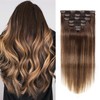 VKHAIR Clip in Hair Extensions Real Human Hair 14 inch,