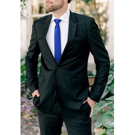 HISDERN Royal Blue Tie Silk Skinny Tie Slim ties For Men Solid NeckTie Classic Formal Tie For Business Wedding(6cm)