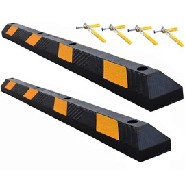 BESEA 2pcs Curb Parking Stoppers for Garage Bumpers Parking car 72" Length 4" High Heavy Duty Rubber Wheel Stopper for Vehicles Truck Driveway Help Your Cars Parking Stop Perfectily(2pack)