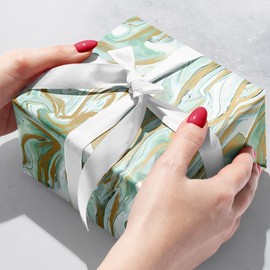Jillson Roberts Bulk Gift Wrapping Paper, Marbleized Mint, 1/2 Ream 417 feet x 30 inches