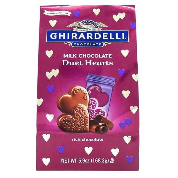 Ghirardelli Valentine's Day Milk Chocolate Duet Hearts Bag - 5.9oz