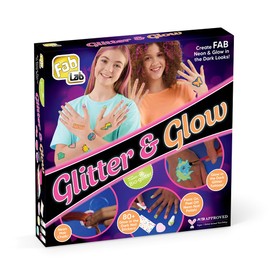 FabLab Glitter and Glow Activity Kit | Create FAB Neon & Glowing Looks! | Includes Body Glitter, Nail Varnish, Temporary Tattoos & Hair Chalks | Girls Gifts for Ages 8+