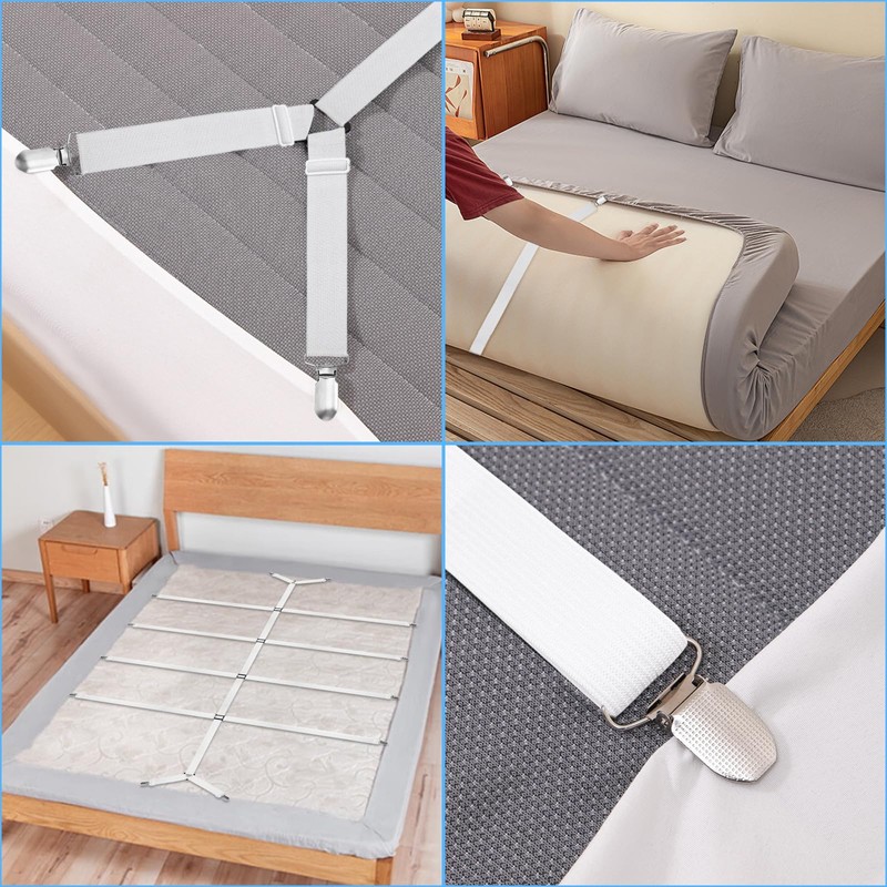 Alovez Bed Sheet Tensioner, Adjustable, Bed Sheet Tie Down Straps