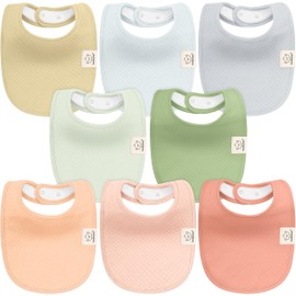 KeaBabies 8-Pack Organic Baby Bibs for Girls, Boys - Quilted Cotton Cloth Baby Drool Bibs for Drooling and Teething Toddler, Newborn, Infant, Soft & Super Absorbent (Dew)