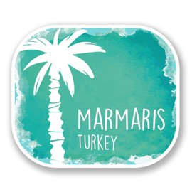 2 x 10cm Marmaris Turkey Vinyl Sticker Decal Luggage Travel Laptop Tag Fun #6507 (10cm Wide x 8.5cm Tall)