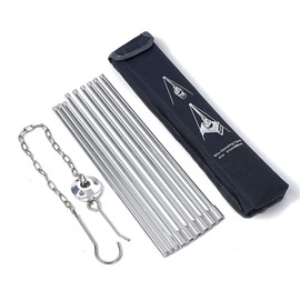 Cooking Tripod Foldable Campfire Tripod with Chain and Carrying Bag Aluminum Alloy for Outdoor Cooking Silver