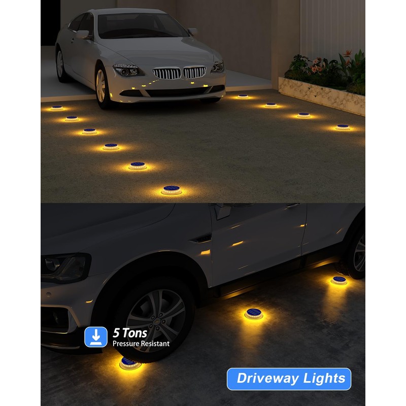 DetarZinLED Solar Step Lights Outdoor Waterproof, 4 Pack Warm White