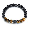 Cupimatch Pearl Bracelet Black Agate Stone with Cubic Zirconia Lava