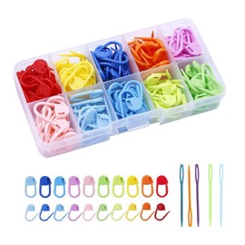 Sewing Thread Marks, 120 Crochet Thread Marks of 10 Colors, for Knitting and Sewing, Colored crochets, 5 Plastic Needles, Randomly Equipped with compartments