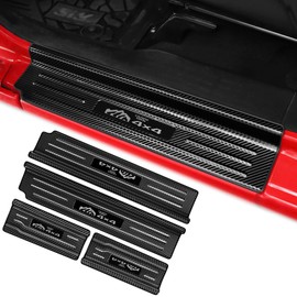 smnuxwm 4PCS Car Door Sill Protector for Jeep Wrangler JL JLU 2018-2025 &Gladiator JT 2020-2025,Stainless Steel Material Door Sill Guards for Wrangler Accessories,4 Door（Carbon Fiber