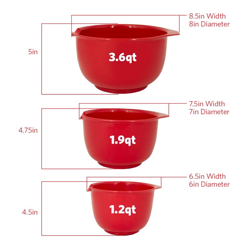 GLAD Mixing Bowls with Pour Spout, Set of 3 |