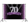 Happy 70th Birthday Photography Backdrop Glitter Purple and Black Dots
