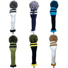 Golf Headcover Knit Driver Wood Cover Knit Material with Conversion Tag Line Single Item (Black UT)