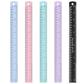 5 reglas de 30 cm de aluminio y metal, 30 cm, juego de regla de acero de colores, herramienta de medición de precisión, regla para ingeniería, enseñanza, oficina, escuela