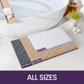 DEXI Absorbent Bath Mat 44 x 76 cm, Soft Bathroom Mats with Non Slip Backing, Machine Washable Microfiber Rug for Shower Floor, White