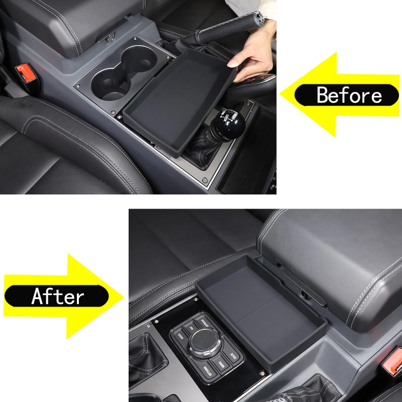 auguisy-motortrim Black Center Console Water Cup Storage Box Tray Fit