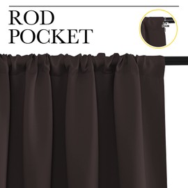 NICETOWN Kitchen Curtains, Toffee Brown, 34" x 40", Set of 2, Short Blackout Drapes, Thermal Insulated Rod Pocket Window Treatment Draperies for Nursery