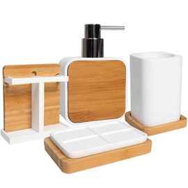 Sweet Home Collection Bathroom Accessories Collection Unique Decorative Beautiful Designs Bath Décor, 4 Piece Set, Ritz