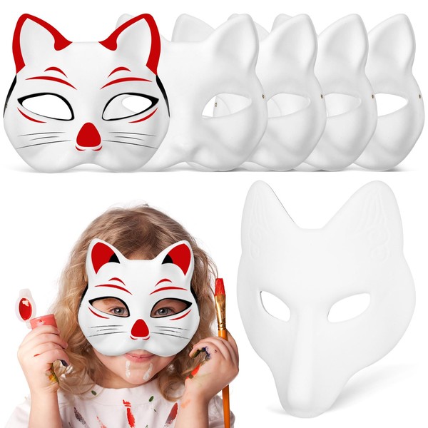 Unpainted Blank Cat Therian Masks: DIY Plain Mask Paintable Animal