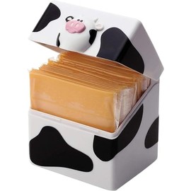 Joie Moo Moo Sliced Cheese Storage Container, Flip Top Fridge Organizer Box, Compact Holder Keeps Slices Fresh and Easy to Find, Cute Cow Kitchen Gadget, BPA-Free