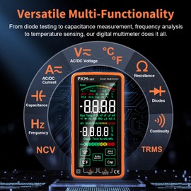 FKM Pro Digital Multimeter Tester,Compact & Rechargeable Voltmeter w/ 5″ Touch Screen,Auto-Ranging,TRMS 6000 Counts,High Accuracy,Smart Electrical Tester Measures DC/AC Voltage,Current,Resistance,Temp