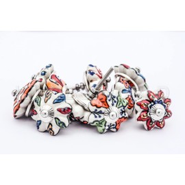 Knobsworld Small 1" 10 Knobs Assorted Rare Hand Painted Ceramic Knobs Cabinet Drawer Pull Pulls