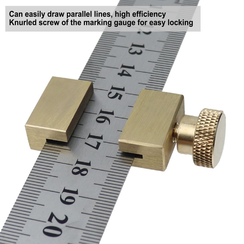 MUNEFE Brass Steel Ruler, Brass Marking Tool, Marking Gauge Stop