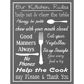 SHAWPRINT OUR KITCHEN RULES METAL TIN WALL PLAQUE SIGN NOVELTY GIFT KITCHEN (267MM X 200MM (10" X 8"))