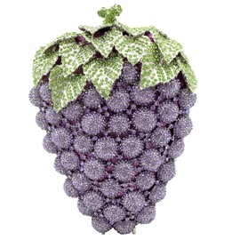Usuisy Novelty Grapes Crystal Clutch Bag Women Fruits Evening Handbags Bridal Party Rhinestone Clutch Purse Wedding Bag,Small,Violets