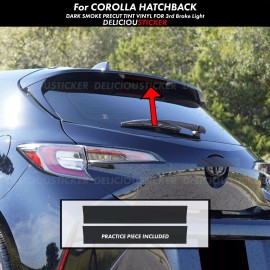 Deliciousticker For 19-25 Corolla Hatchback SMOKE 3rd Light Tail Rear Overlay PreCut Tint Vinyl