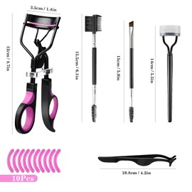 Ziyonix Professioneller Wimpernzange Kit für Frauen Langlebiger Wimpernzange Make up Tool Wimpern mit 10 Stück Silikon Nachfüllpads und Beauty Wimpernbürste, Passend für alle Augenformen