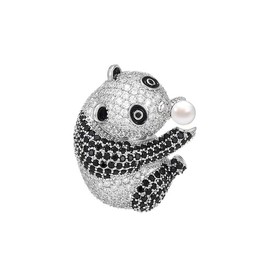 Broches de animales para mujer, chapado en oro, panda/abeja/serpiente/elefante perla broche de solapa, broche de diamantes de imitación, joyería para mamá esposa, Cobre, No es una piedra preciosa