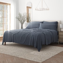 Merit Linens Breathable Hotel Style Queen Bed Sheets | 6 Pc Ultra Soft Gray Sheet Set with Deep Pocket | Lightweight, Extra Pillowcases | Easy Care, Basic Bedding (Queen, Stone)