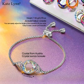 Kate Lynn Slider Bracelets for Women Crystal Bracelet Jewelry Birthday Gifts for Women Wife Grilfriend Christmas Mothers Day Gift for Mom Daughter Valentines Day Gifts