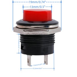 MTDELE 24Pcs 16mm Momentary Push Button Switch ON-Off 3A 250V AC 2 Pin Self-Resetting Mini Round Switch（Red Green Blue Yellow White Black