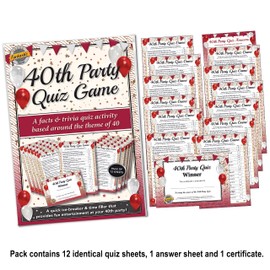 40th Party Quiz Game | A fun, entertaining party activity | Great ice-breaker or time filler idea for providing quick entertainment