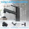 HANLIAN Single Hole Pull Out Faucet for Bathroom Sink, Black