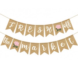 Adurself Fresh Off The Market Burlap Banner Wildflower Bridal Shower Garland for Farmer's Floral Bachelorette Engagement Party Supplies