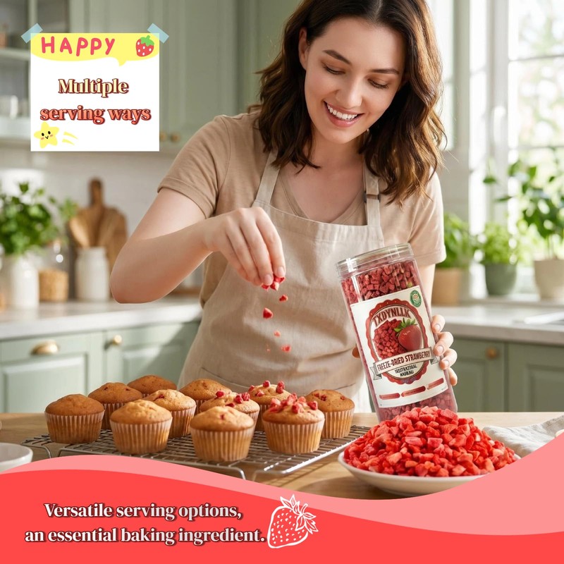 Premium Freeze-Dried Strawberry Pieces 10 Oz - Dehydrated strawberries