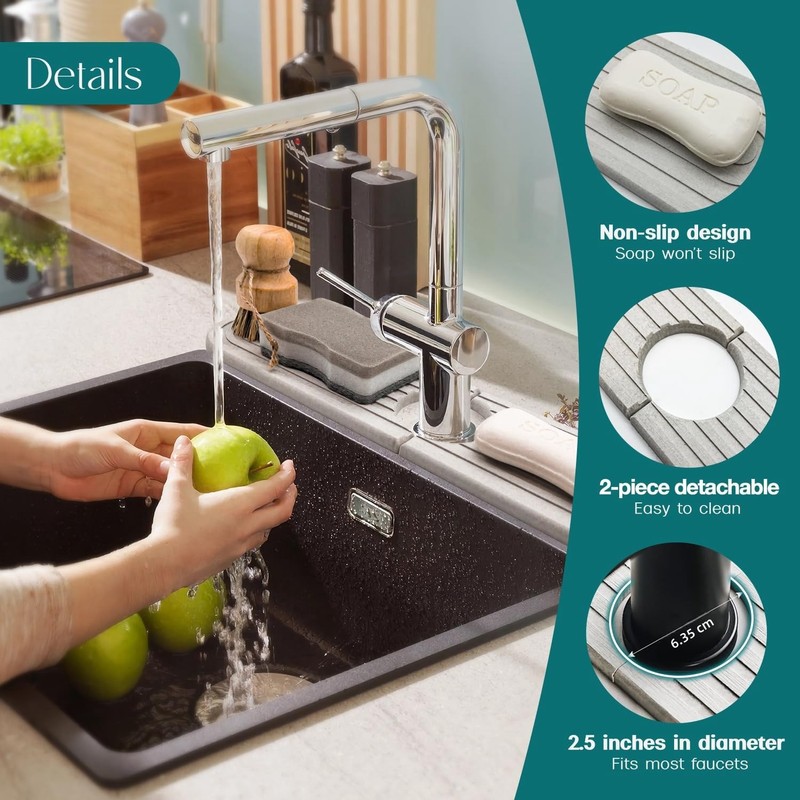 LeKuni Dish Drying Mat Sink, Diatomaceous Earth Stone Sink Splash