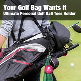 ACCTOLF Golf Tee Holder, Portable Golf Ball Tees Holder with Novelty Keychain Accessory for Golf Club Bag, Golf Gift Accessories for Golfer Men Women, Fits 3 1/4, 2 3/4, 1 1/2 Tees