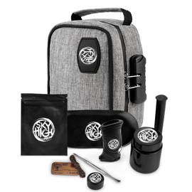 Sky High Stash Pouch -Lock, Grinder, Silicone Jar, Double-Ended Pick, Storage Tube, Tray, Lighter Holder, Hemp Wick, Bat Cigarette Holder, Ziplock Bag