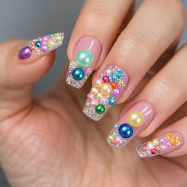 80g 6mm Flatback Half Round Imitation Pearls for Crafts, 3D Flat Back Semicircular Pearls for Costume Nails Crafting, DIY Decorations Tumblers Shoes Embellishments Accessories (Green AB)