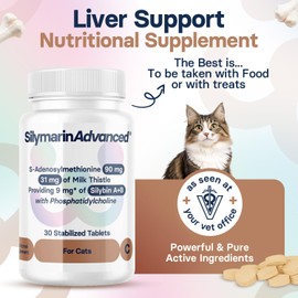SilymarinAdvanced Liver Health Supplement for Cats - Milk Thistle for Cats Liver Support with S-Adenosylmethionine (Same) & Silybin - 30 Tablets
