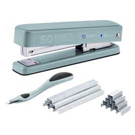 Bostitch Titan Heavy Duty Metal Stapler, 50 Sheet Capacity with 1250 Staples and Ergonomic Staple Remover, Jam Free Stapling, Full Strip Stapler for Desk, Office and Classroom, Sage