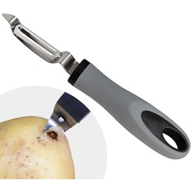 Non-Slip Soft Plastic Handle Paring Knife,Not Easy to Sore Palms,Stainless Steel Two-Way Blades,Potatoes Peeler,Peelers for Kitchen,Vegetable Peeler,Gray 1PC