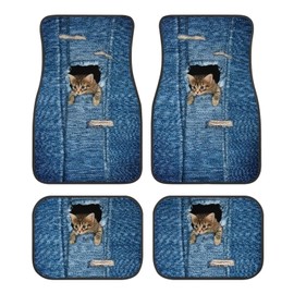 Brosoneto Vehicle Front Rear Carpets Mat Pocket Pet Print Car Front Rear Floor Foot Mat Car Floor Mats Decorative Car Floor Carpets Universal Fit Durable Non Slip Auto Floor Carpet