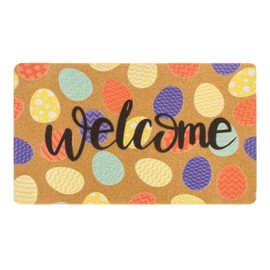 UTOWO Easter-Day Welcome-Doormat Outside-Entrance Colorful-Eggs-Mat Non-Slip Coir-Easter-Home Decor Front Door Mats 17 x 29 Inch