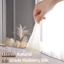 YOUR MOON Pure Mulberry Silk Comforter Twin Size for All Season,100% Natural Long Strand Silk Fill Duvet, Luxury Mulberry Silk Bedding, Noiseless Cotton Shell (White)